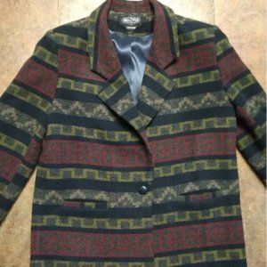 VTG Braeton Women's Sz L Southwest Print Wool Blazer Blanket Jacket